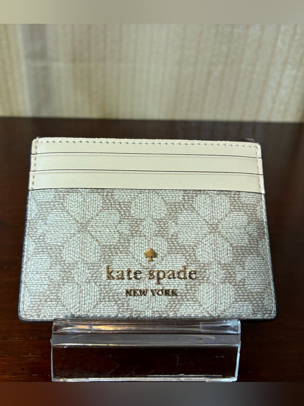 kate spade Cream and Light Tan Monogram Card Holder